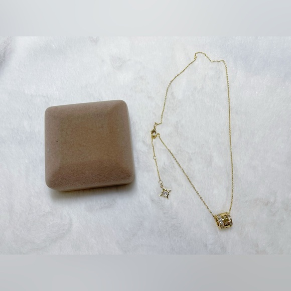 Gold Plated Rolling Barrel Pendant Necklace - Picture 7 of 13